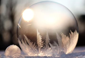 cold concept image - frozen soap bubble